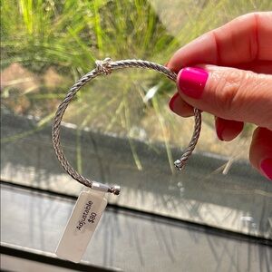 Knot Twisted Sterling  Silver-Toned Adjustable Bracelet